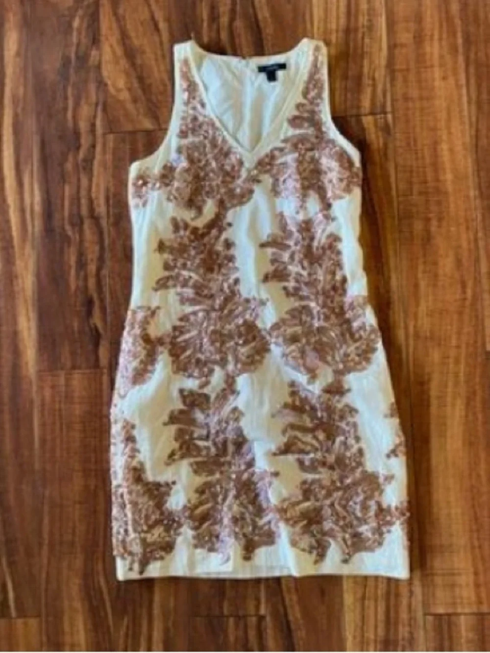 J CREW Claudia Linen Rose-Gold Sequined Dress NWT